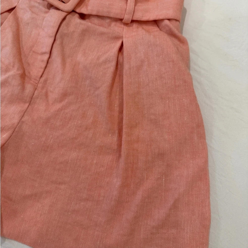 Veronica Beard Coral Linen Shorts with Belt - Picture 4 of 11